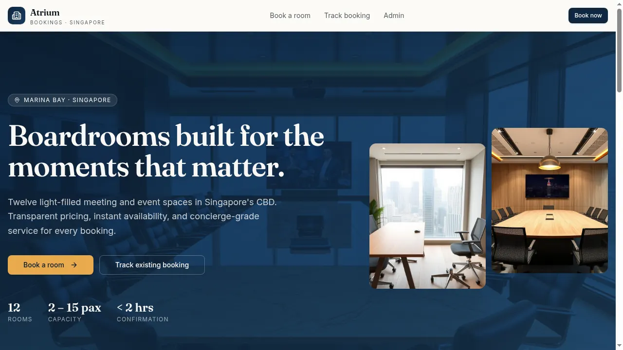 Atrium Bookings — Meeting Room Booking · SG