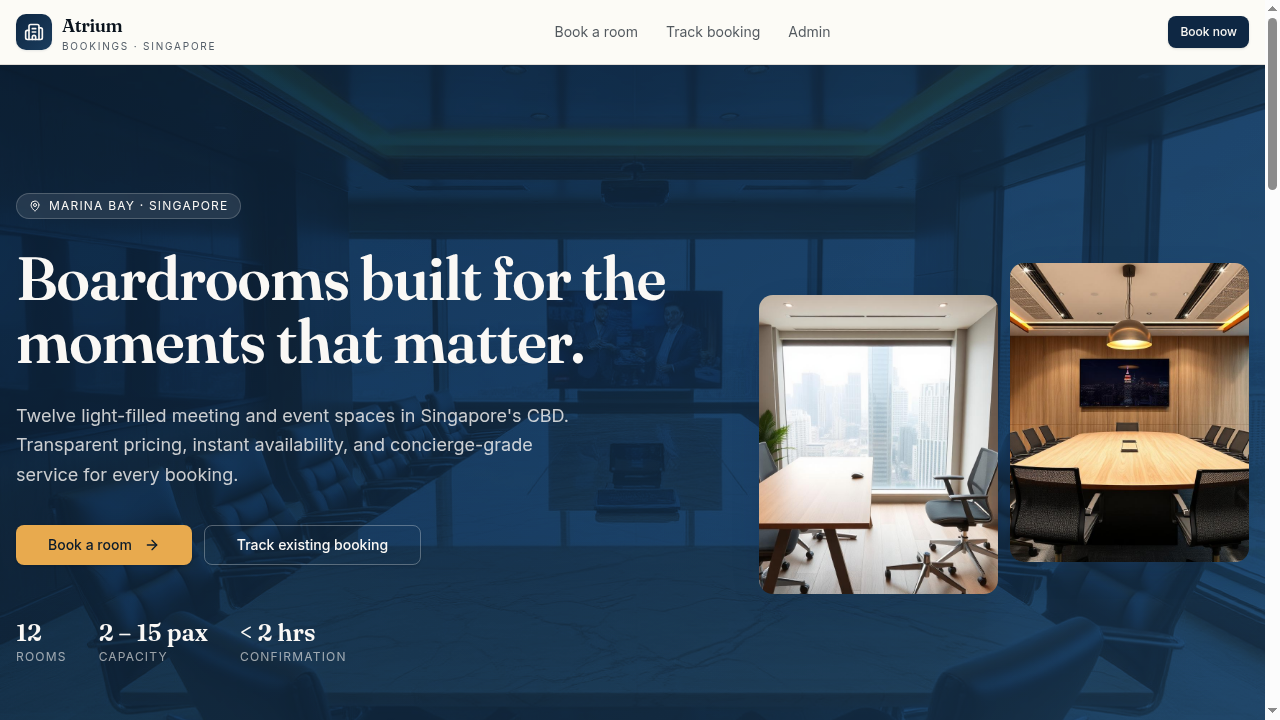 Atrium Bookings — Meeting Room Booking · SG